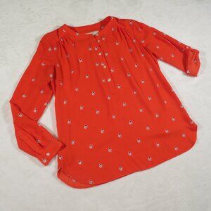 LOFT Orange/Multi Pattern Blouse SP